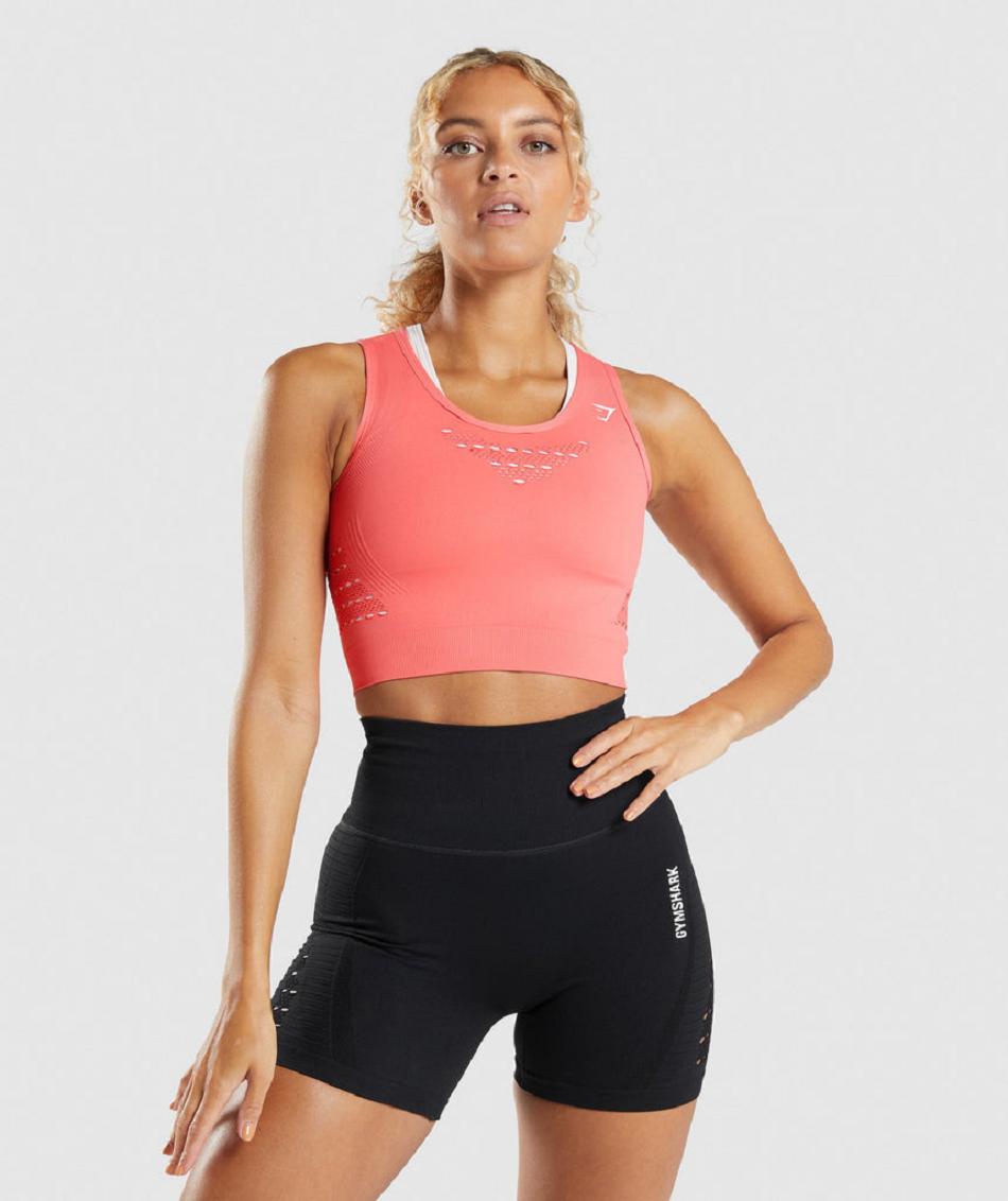 Przycięte Topy Damskie Gymshark Energy Seamless Różowe | PL 2579ZUT